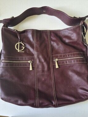 Guy Laroche Burgundy Leather Shoulder Bag